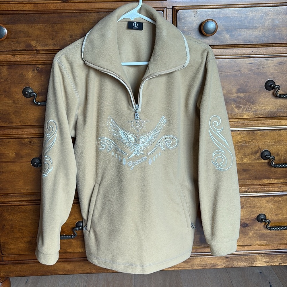 Bogner Fleece Sweater with rhinestone Embroidered Design